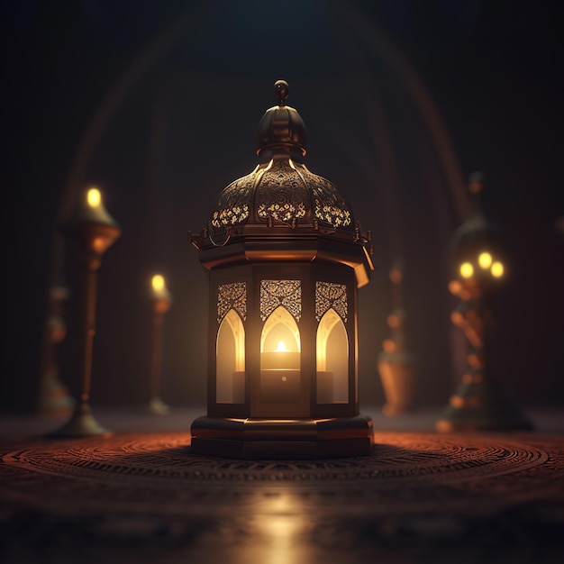 A lamp with the word ramadan on it