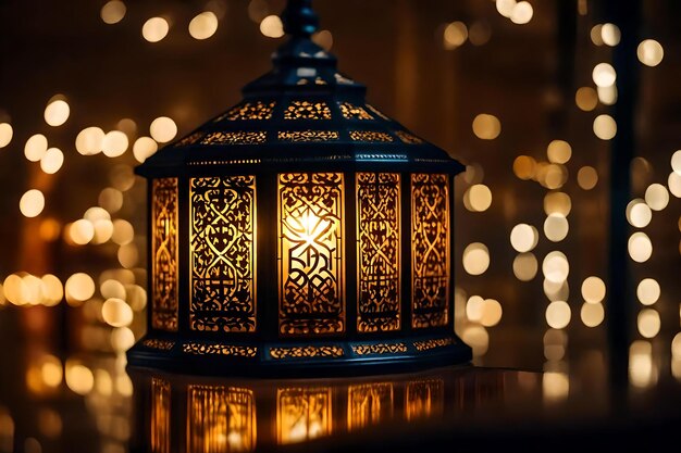 A lamp with the word ramadan on it