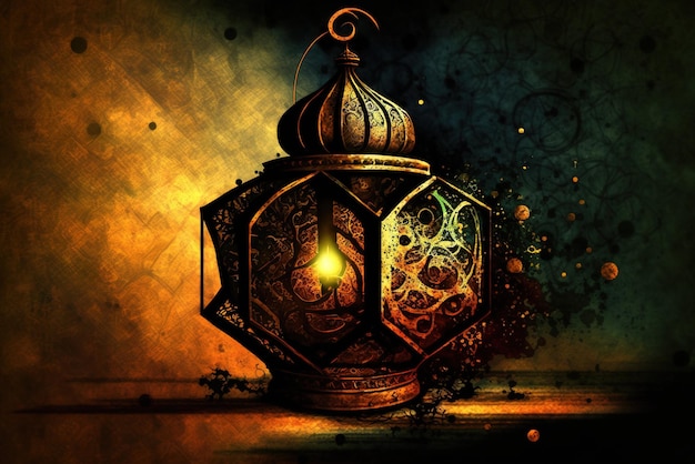 A lamp with the words " ramadan " on it