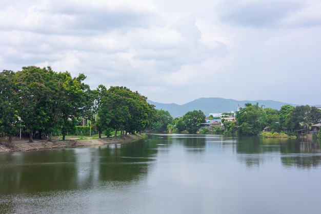 Lampang Wang River beautiful nature landscape of irrigation water canal in Northern Lampang province in Thailand