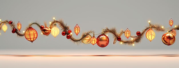 Lampen en slingers met kerstthema en gezellige kerstverlichting Kerstornament met glanzend speelgoed Gegenereerde AI