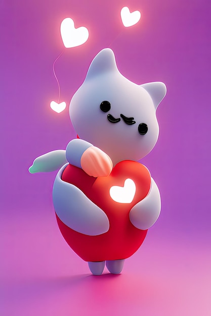 Lampen met gloeiende harten Achtergrond voor valentijnsliefde met Character Cartoon
