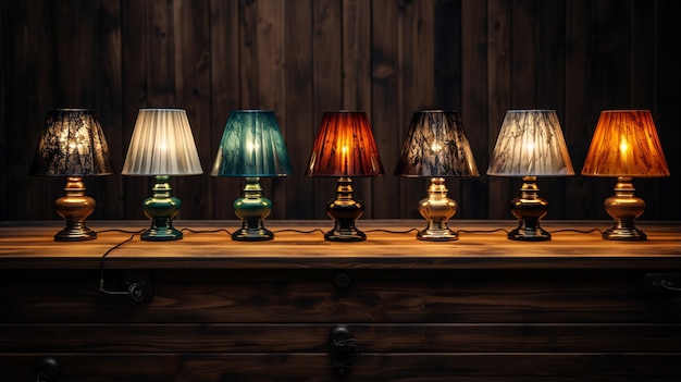 Lampen op houten tafel