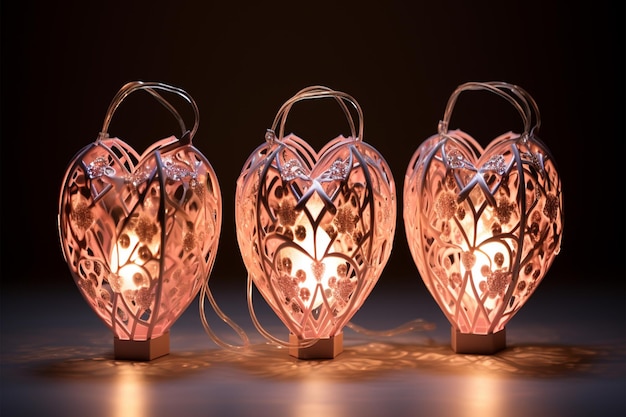 lamps and lantern on valentines day