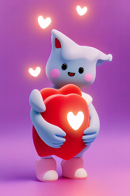 Лампы со светящимися сердцами Фон для валентинки с персонажем мультфильма
