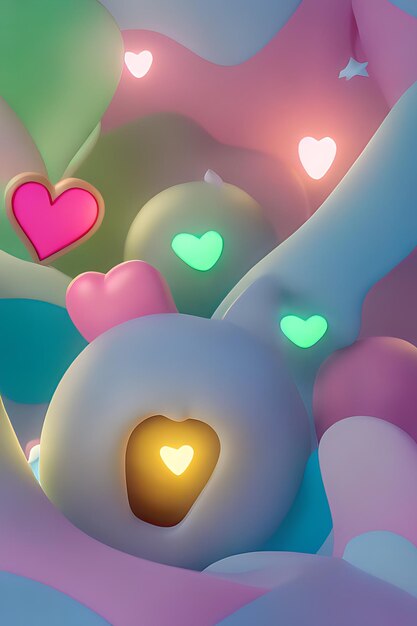 Lamps with glowing hearts Background for valentine love