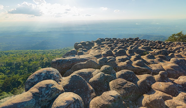 Lan Hin Pum Phitsanulok National ParkMountain landscapeCliffs and mountains at sunsetBlue spring