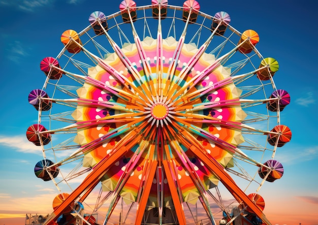 A land artinspired photograph of a Ferris wheel with the surrounding landscape transformed into a