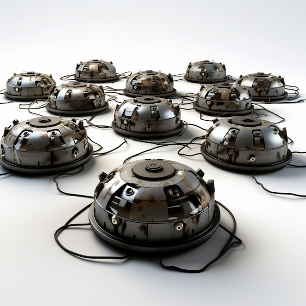 Land Mines with white background high quality ultra