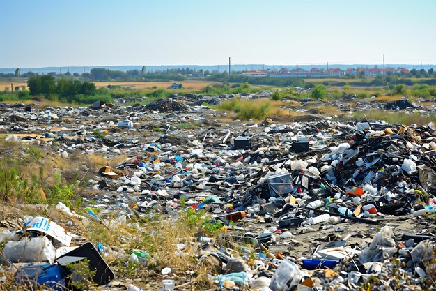 land pollution overflowing with discarded items and trash