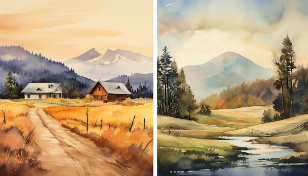 land scape watercolor land scape