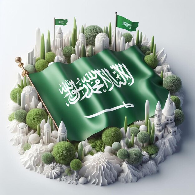 Photo land of two swords the saudi flag takes center stage