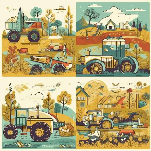 Landbouw natuur en landbouw oogst tractor