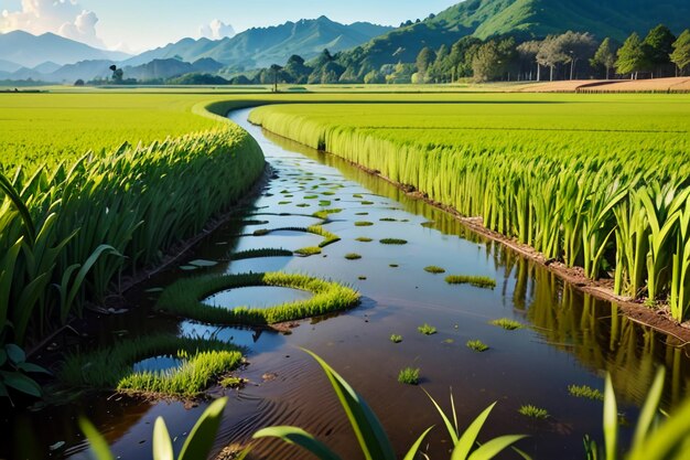 Landbouw Zaaien van rijst Graan Boerderij Veld Wallpaper achtergrond Natuur Landschap