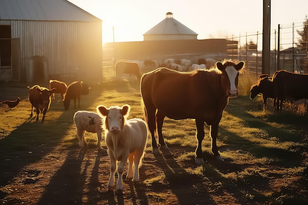 Landbouwbedrijf en veehouderijconcept