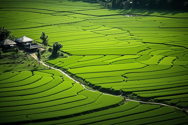 landbouwgrond groen rijstveld natuurfotografie top view