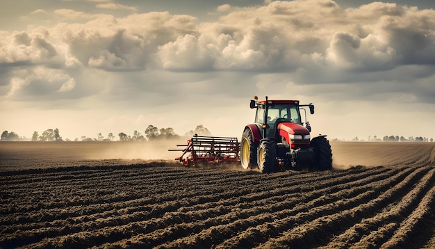 Landbouwmachine voor het bewerken van het veld met tractor