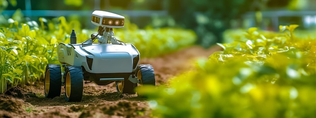 Landbouwrobot werkt aan slimme boerderij Toekomstige technologie