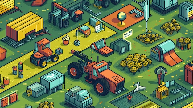 landbouwsystemen voor precisieboerderij Fantasieconcept Illustratie schilderij