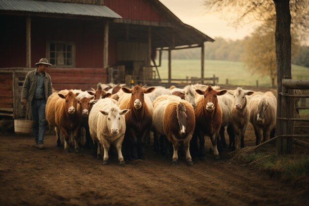 Landbouwthema met boerderijdieren ar c