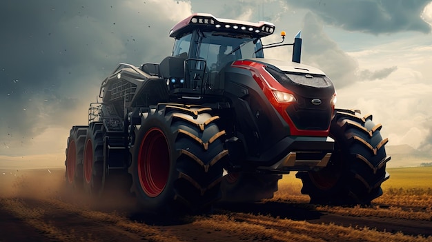 Landbouwtractor geïsoleerd op de achtergrond 3D rendering futuristische tractor illustratie
