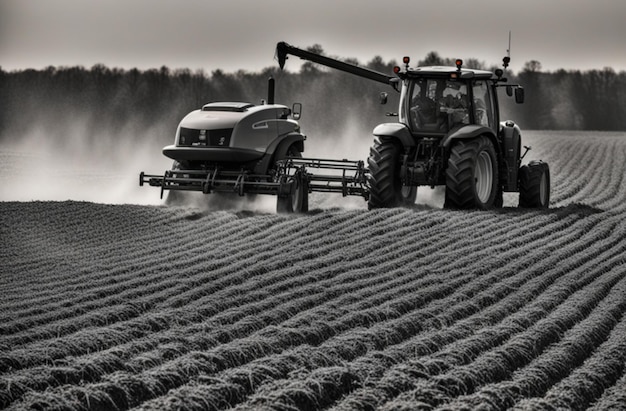 Landbouwveld met tractor