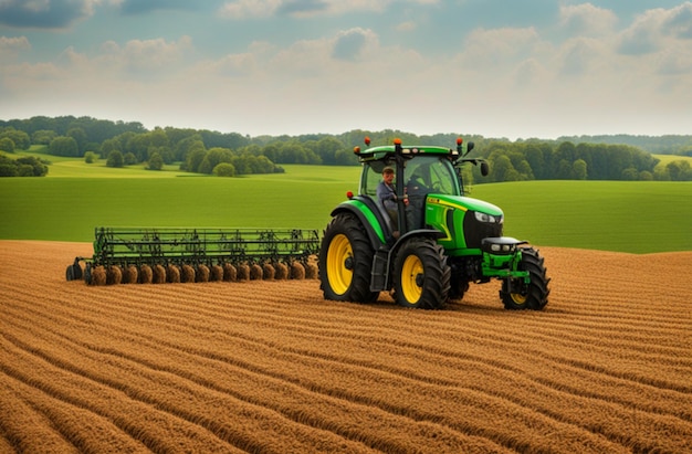 Foto landbouwveld met tractor