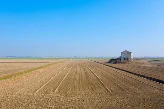 Landelijk italiaans landschap van de po-rivierlagune.