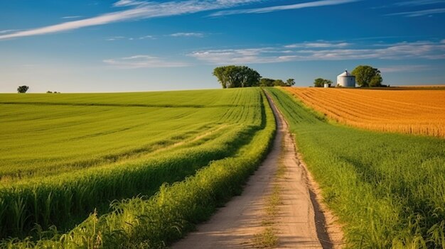 Foto landelijke weg in graanveld generatieve ai