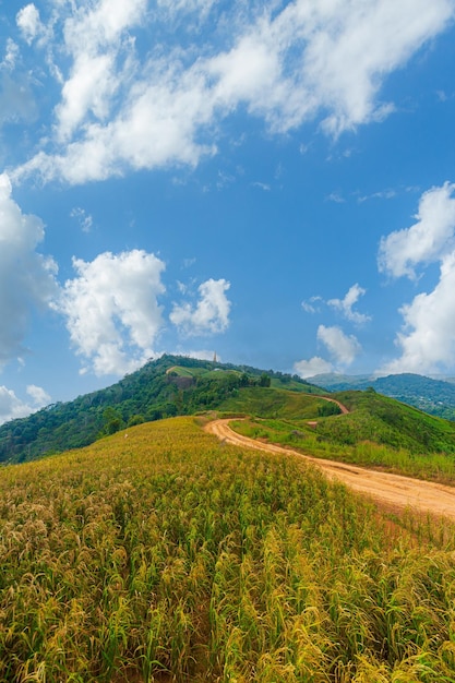 Landelijke wegen en bergen in Azië, panoramisch uitzicht op de bergen en de prachtige lucht, Panoramic