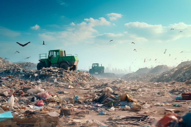 Landfill of plastick machine recycles the plastick AI generated