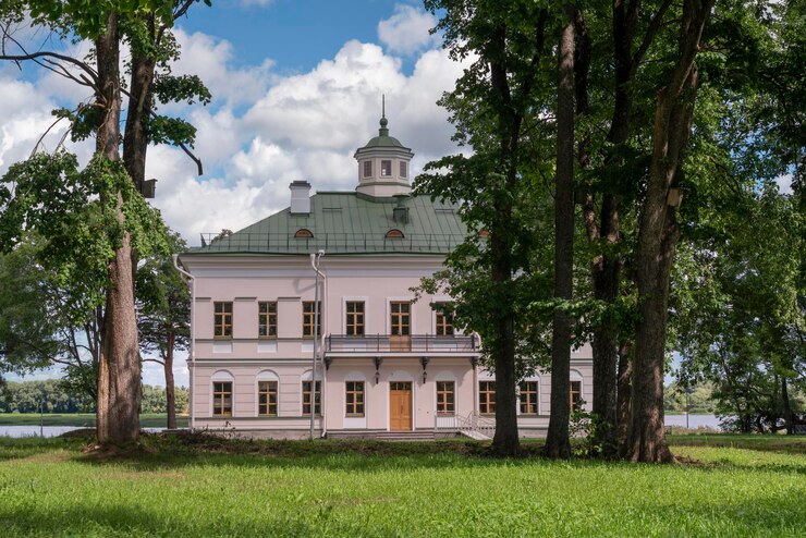Landhuis in Novgorod Museum van Folk Houten Architectuur van Vitoslavlitsa Veliky Novgorod Rusland
