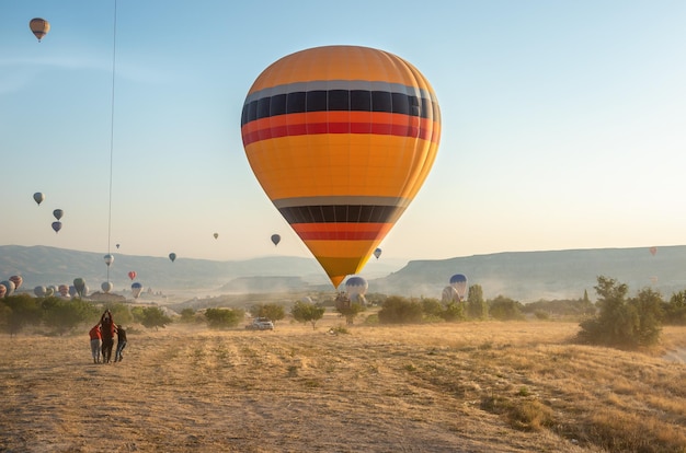 Landing air balloons in Cappadocia