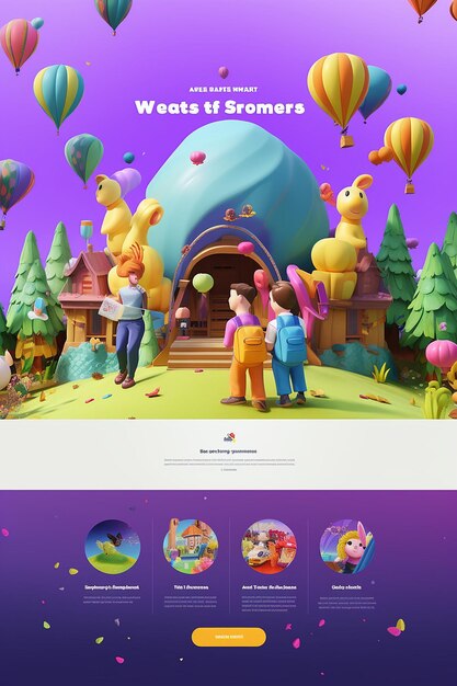 A landing page for event business 3d easter characters for kids and family