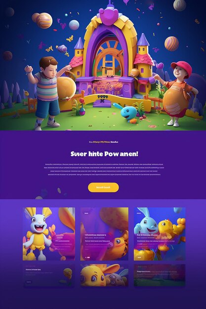 A landing page for event business 3d easter characters for kids and family