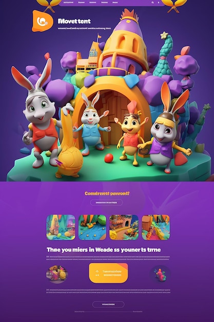 A landing page for event business 3d easter characters for kids and family