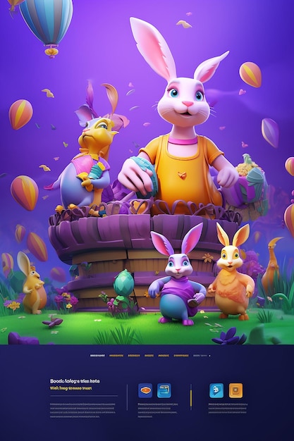 A landing page for event business 3d easter characters for kids and family