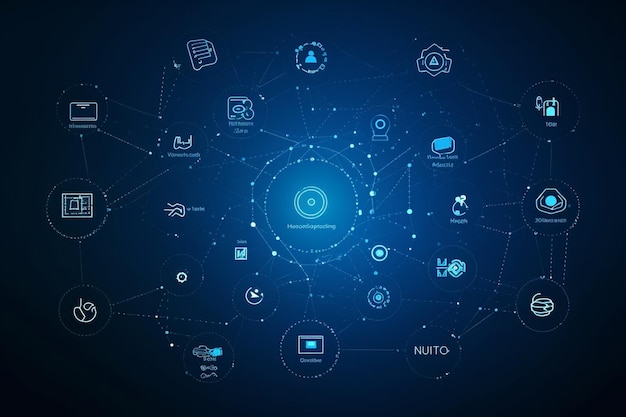 랜딩 페이지 IoT 사물 인터넷 장치 및 네트워크의 연결 개념 스파이더 웹 n