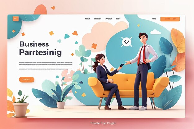 Photo landing page template of business partnership concept