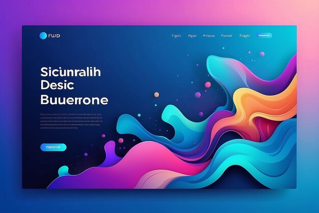 Photo landing page template fluid abstract design on blue gradient background stock illustration