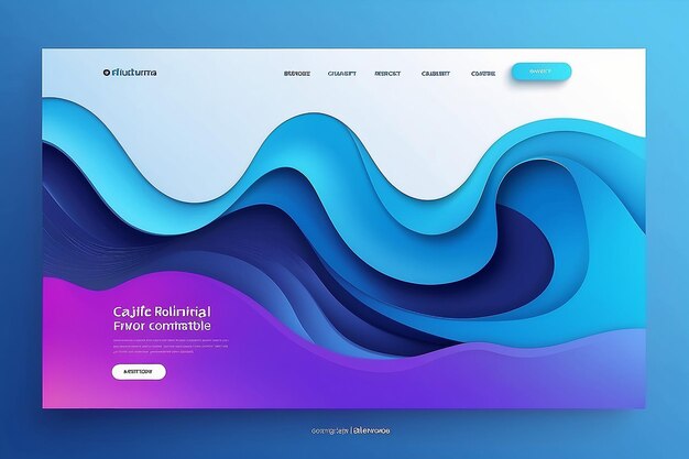 Landing page Template Fluid Abstract Design on Blue gradient background stock illustration