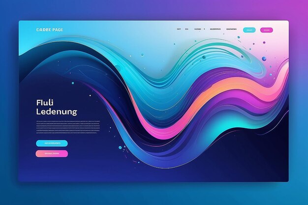 Landing page Template Fluid Abstract Design on Blue gradient background stock illustration