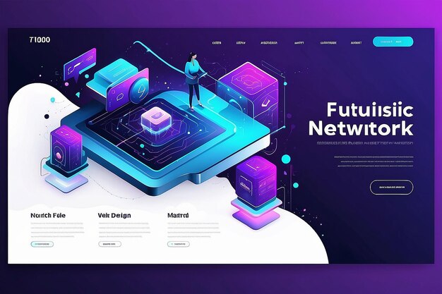 Landing page for web design futuristic digital network concept web site landing page template photo ai concept