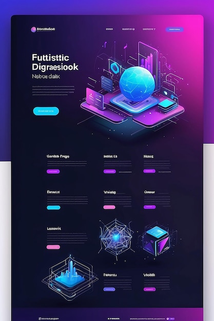 Landing page for web design futuristic digital network concept web site landing page template photo ai concept