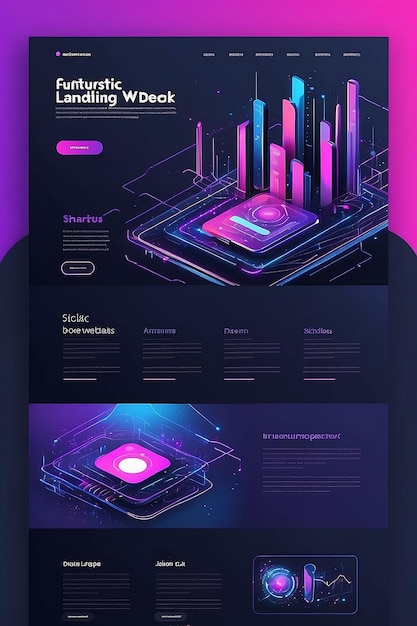 landing page for web design futuristic digital network concept web site landing page template photo ai concept