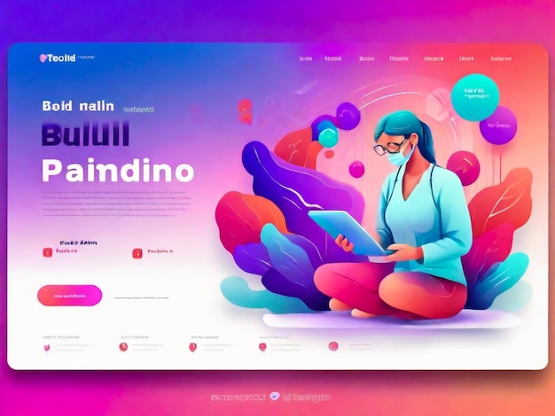 Landing page with minimal geometric background Dynamic shapes composition Web design template vector illustration