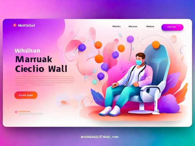 Photo landing page with minimal geometric background dynamic shapes composition web design template vector illustration