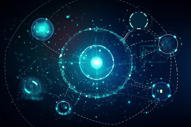 Landingspagina IoT Internet of Things-apparaten en connectiviteitsconcepten op een netwerk Spinnenweb van n