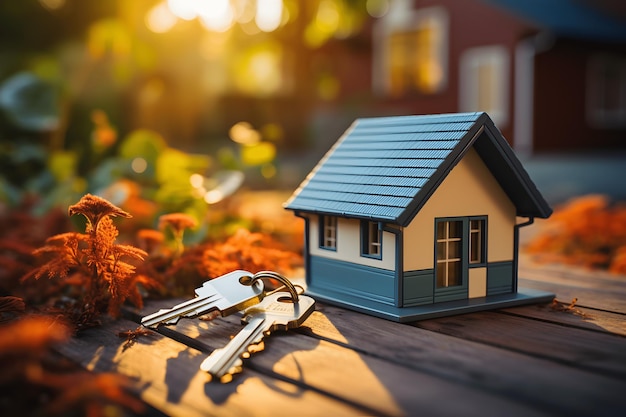 Photo landlord key for unlocking house is plugged into the door second hand house for rent and sale