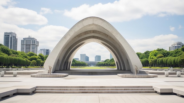 landmark cenotaph at hiroshima peace park